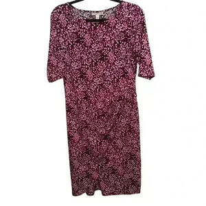 Dana Buchman Dress Women’s Medium Midi Short Sleeve Shift Stretch Twist